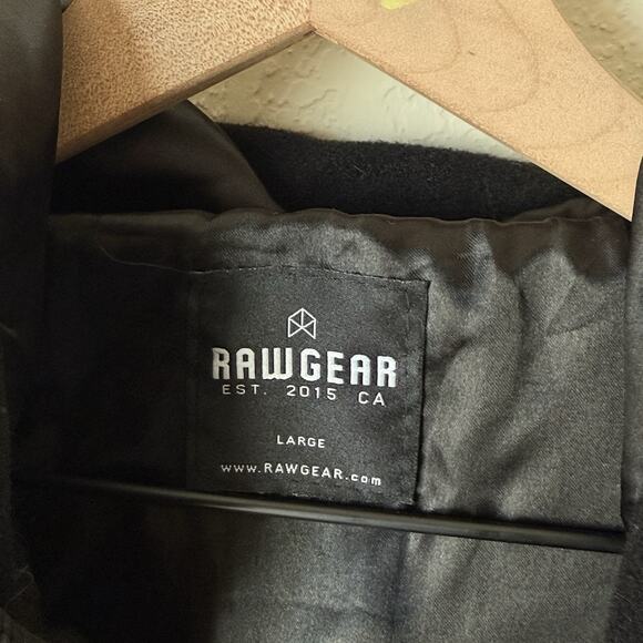 RawGear Los Angeles Varsity Hoodie Jacket Bomber Men’s L Black White Letterman - Picture 5 of 7